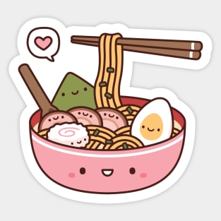 Cute Bowl Of Ramen and Toppings Sticker